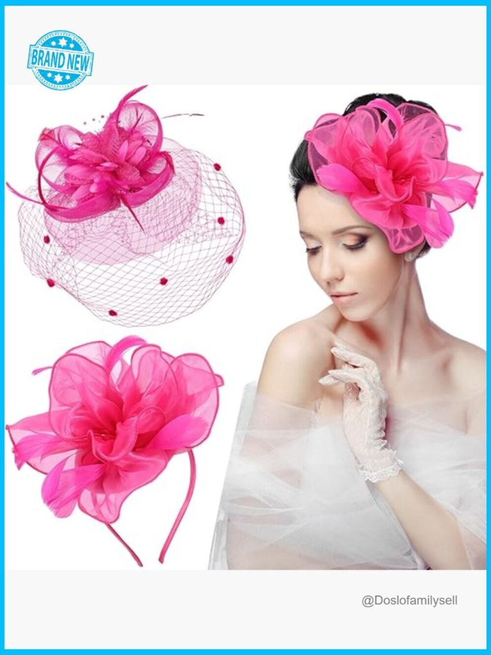 2 Pack Fascinator Derby Hats Mesh Feather Flowers Headband Clip Tea Party